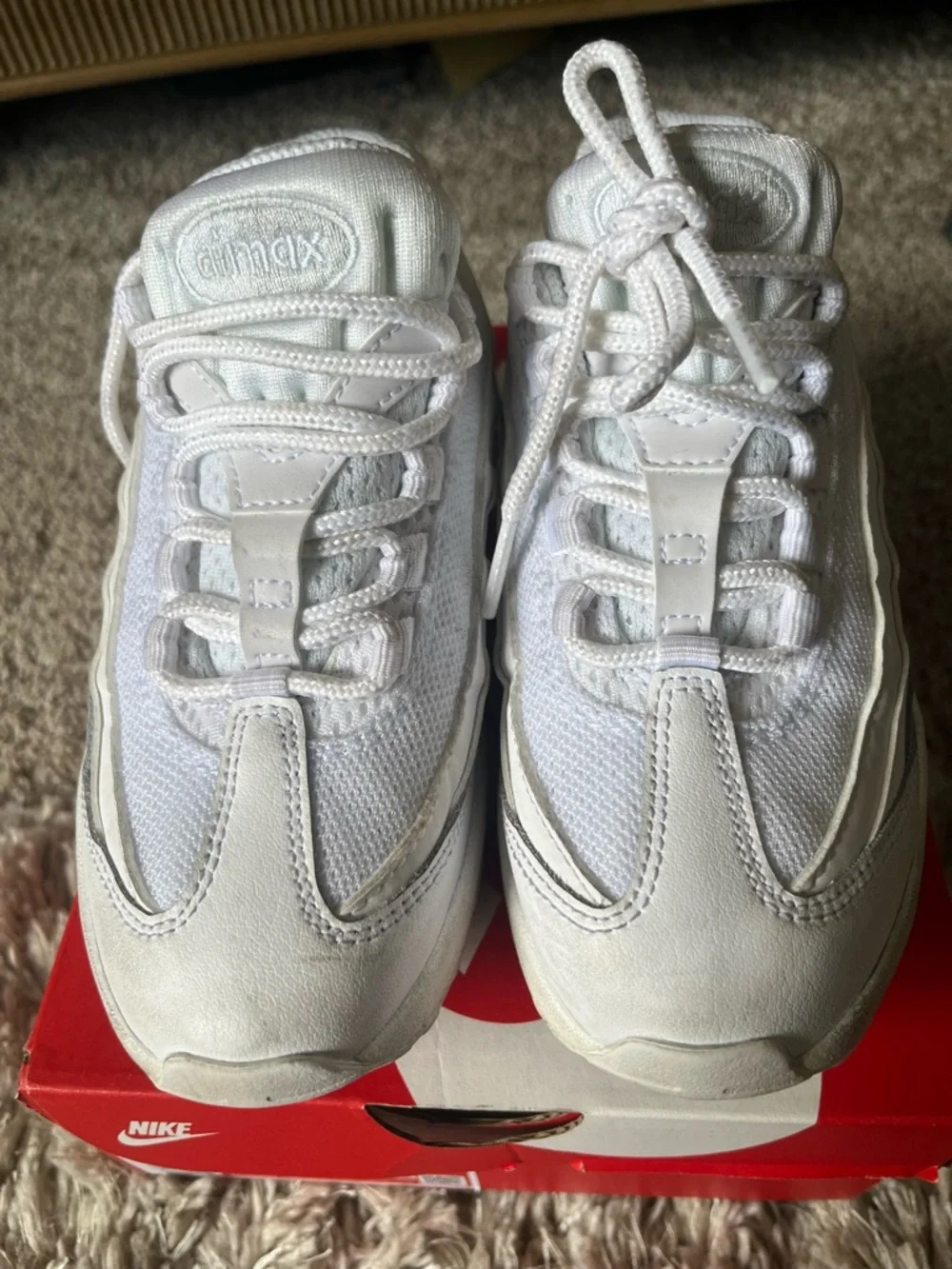 Nike White Kids' Air Max Mesh & Leather Sneakers